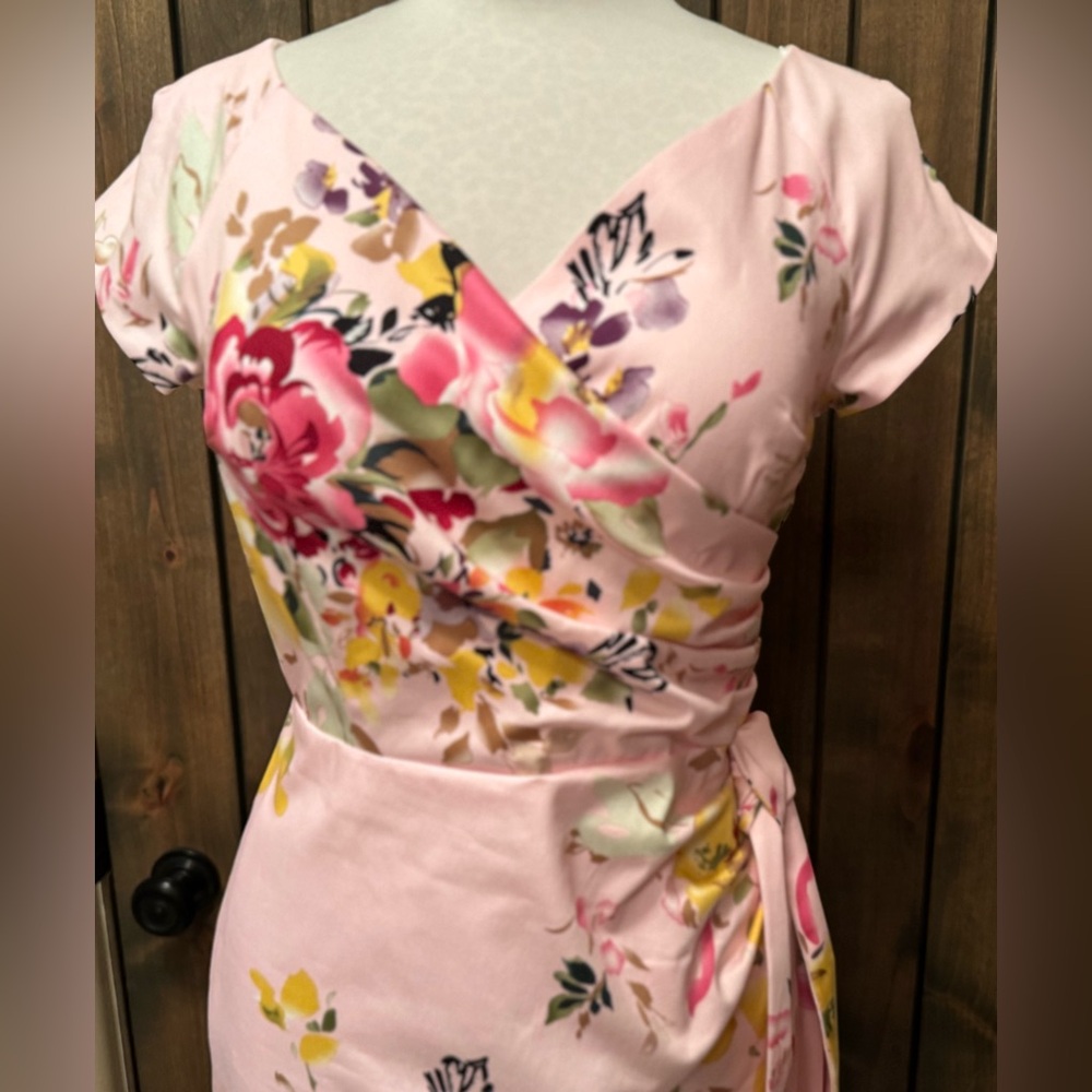 The Pretty Dress Company Hourglass Pencil Seville  Pink Floral US Sz 6 - Picture 4 of 11